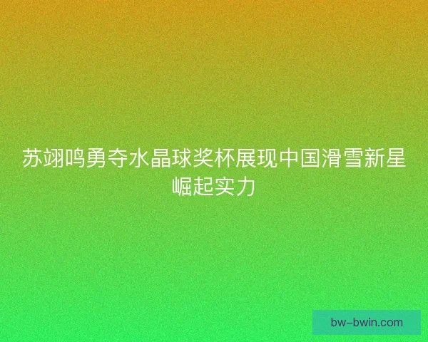 苏翊鸣勇夺水晶球奖杯展现中国滑雪新星崛起实力