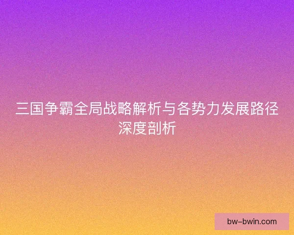 三国争霸全局战略解析与各势力发展路径深度剖析