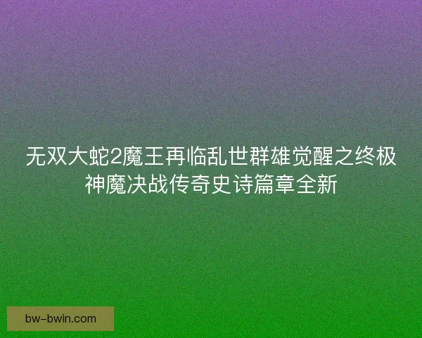 无双大蛇2魔王再临乱世群雄觉醒之终极神魔决战传奇史诗篇章全新